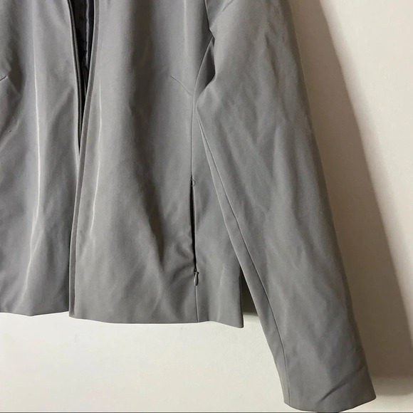 Vintage Stretch Blazer Jacket Gray Zip Up Size 8 Professional Preppy Office - Picture 2 of 8